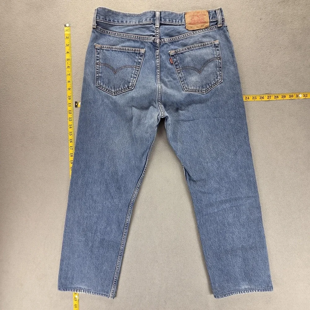 Vintage Levis‎ 521 Jeans Mens Blue Medium Wash Tapered Zip Fly Fits 33x27